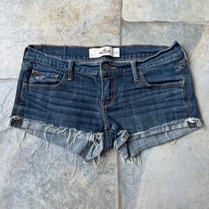 Y2K Hollister Super Low Rise Micro Mini Jean Shorts Size 3 Distressed‎ Stretchy